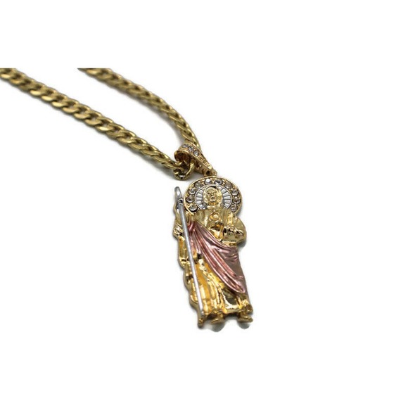 St Jude Pendant with Necklace Gold Filled Three Tone NEW - Picture 3 of 4
